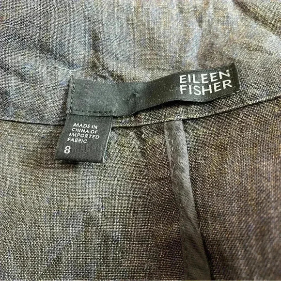 EILEEN FISHER Dapple Gray Rumpled Linen Delave Shaped Jacket blazer - Picture 5 of 5